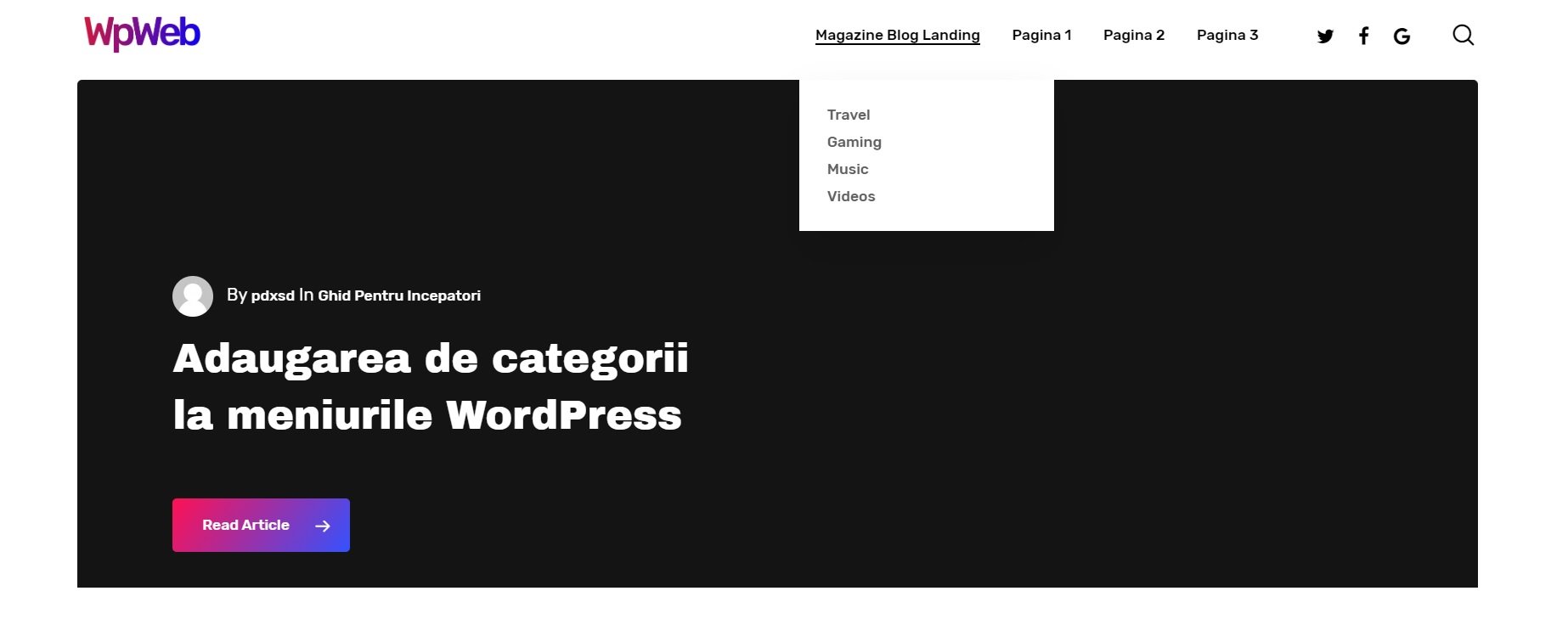 Meniu Drop-Down Categorii Wordpress